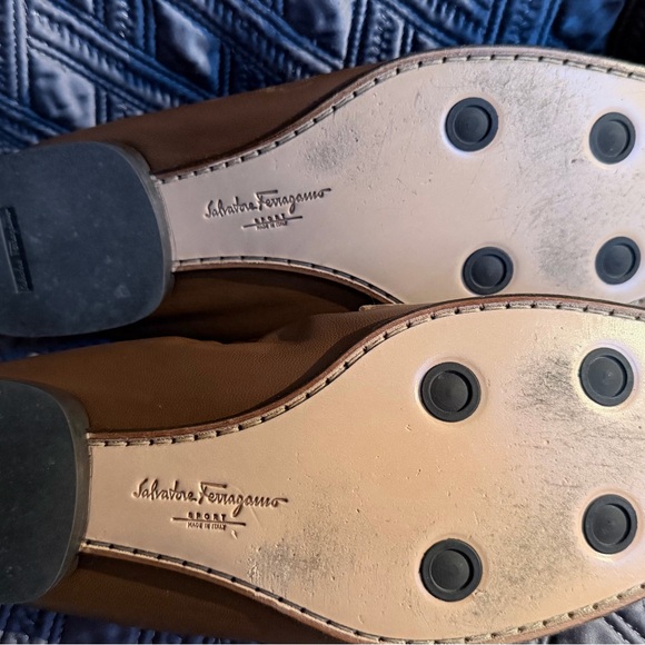 Salvatore Ferragamo Brown Loafers with Gold Buckle - Picture 5 of 7